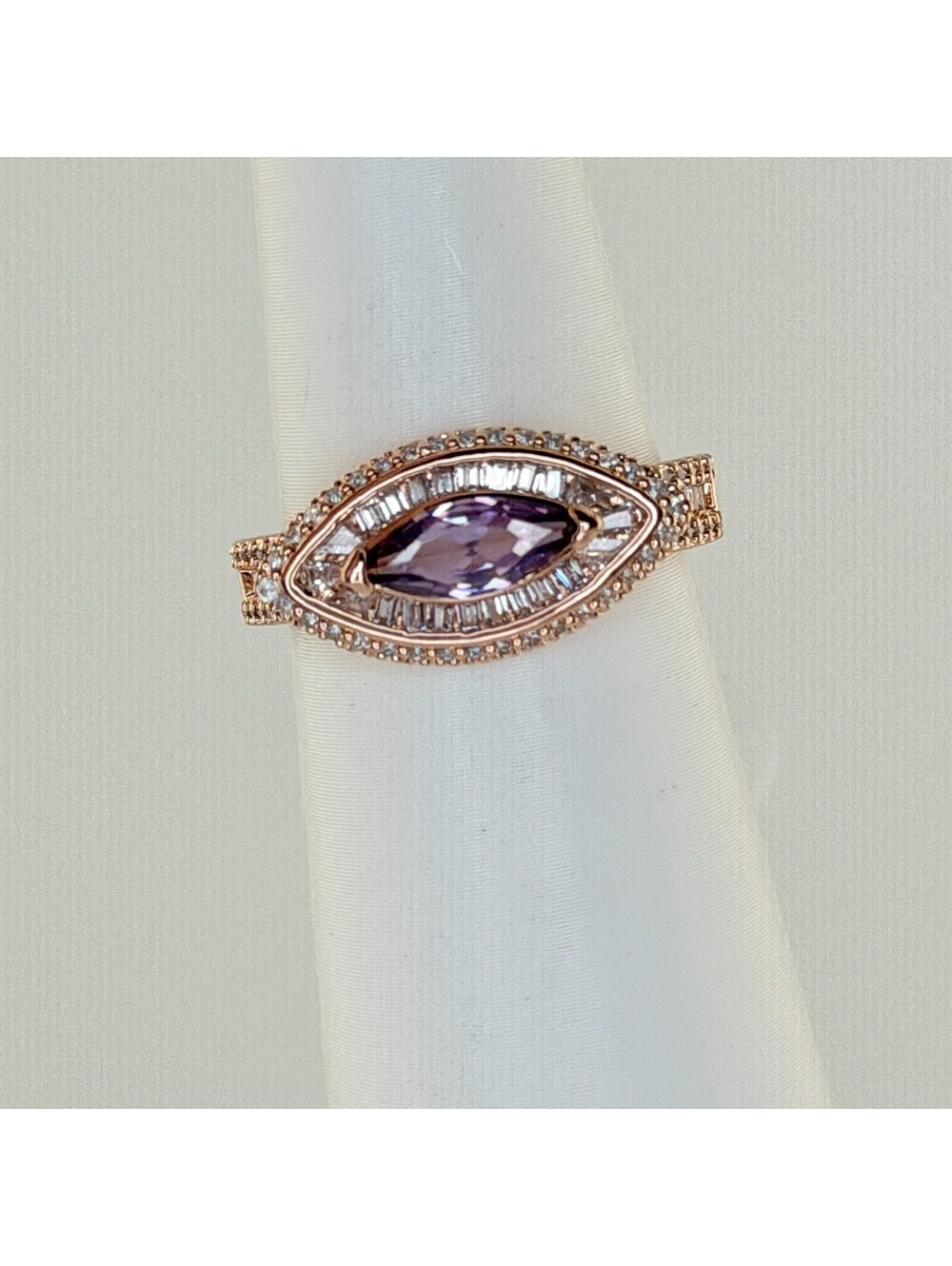 Bomb Party Ring Sz 8 "An Eye On My Prize" Amethyst on Rose Gold RG83720